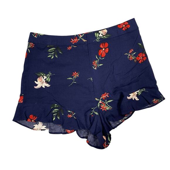 Saks Fifth Avenue Blue Floral Shorts Large 100% Rayon - Picture 1 of 8